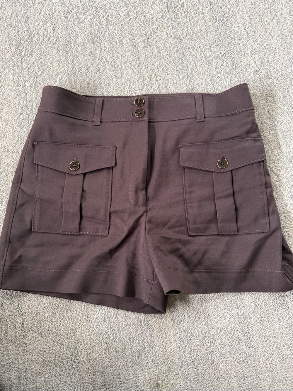 White House Black Market 4in Short Dark Brown w Front Pockets sz 8